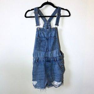 H&M Distressed Short Overalls